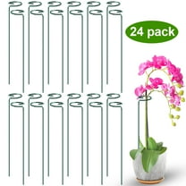 Remiawy 24 Pack 15.7 inch Plant Support Stakes, Metal Plant Stakes Garden Plant Single Stem Support Rings Amaryllis Stakes for Indoor Outdoor Plants, Orchid, Lily, Peony, Rose, Tomato, Monstera