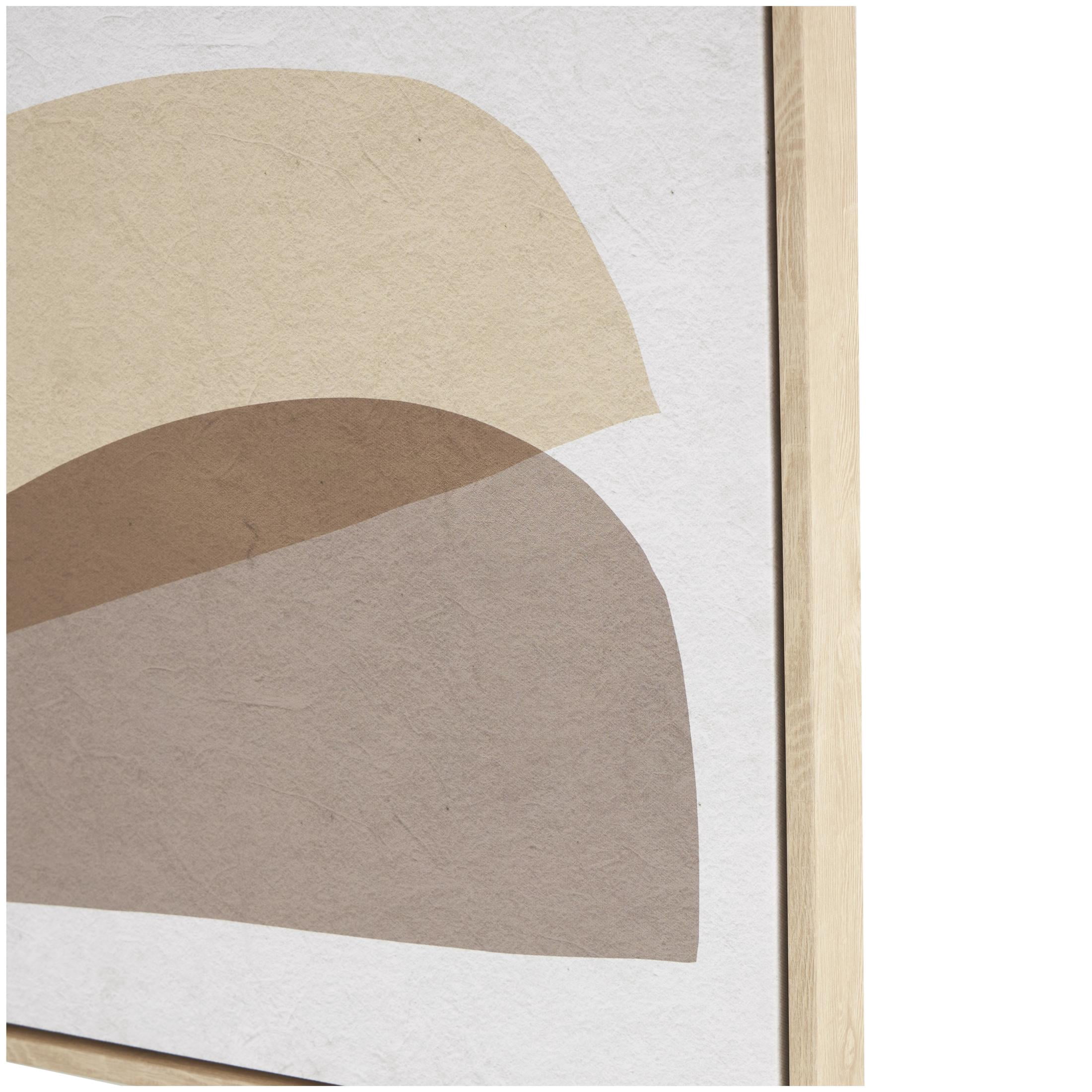 25" x 37" Overlapping Shapes Abstract Framed Wall Art with White Fabric Detailing, by DecMode
