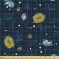 thumbnail image 2 of Ambesonne Floral Fabric by the Yard Upholstery, Blooming Buds Flowers Art, 5 Yards, Indigo and Mustard, 2 of 5