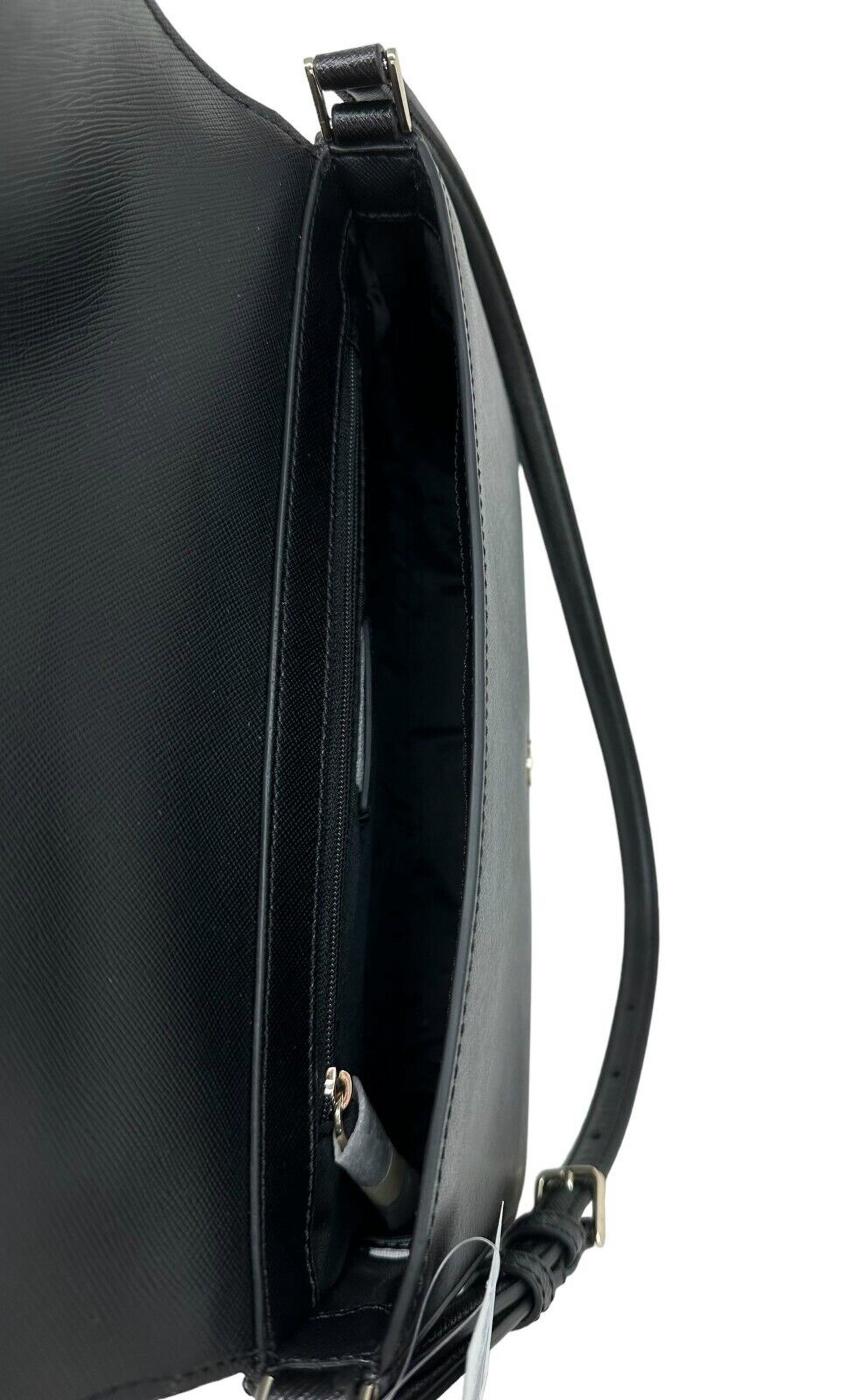 Kate Spade Staci Flap Shoulder Black Saffiano Leather Bag KF371 $329