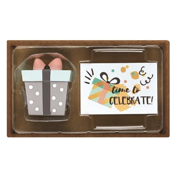4.75" Brown and White Time to Celebrate Small Gift Box with Card Set