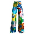 thumbnail image 4 of Women's Casual Pants Wide Leg Pants Women'S High Waisted Flower Patterned Pants Lightweight And Loose Casual Colorful Pants Heavyweight Pants,Blue Women's Casual Pants L, 4 of 4