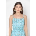 thumbnail image 6 of DressBerry Women's Printed Cotton Poplin Strap Shoulders Dress Sleeveless Calf Length Smocked Front Flared Hem Casual&nbsp;Summer Wear Midi Length Light Weighted Wavy Party Wear Dress, 6 of 7