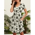 thumbnail image 3 of WUJINXIA Womens Short Sleeve Dresses Casual Loose Fit Swing T Shirt Dress V Neck Sundress with Pockets, 3 of 5