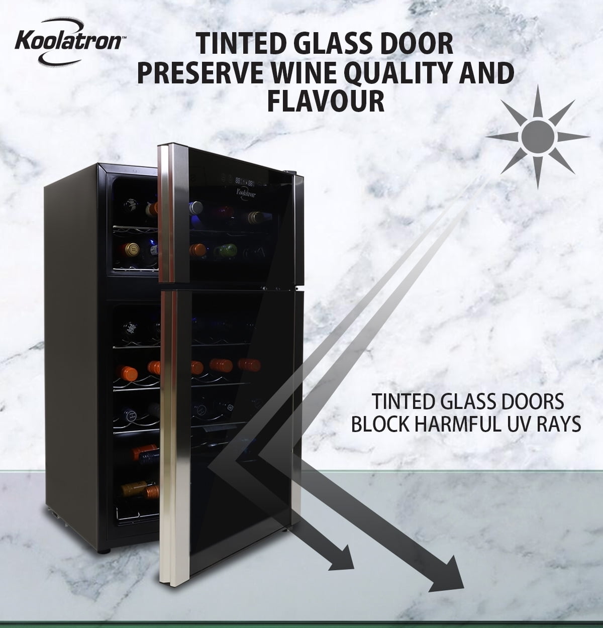 Koolatron 29 Bottle Dual Zone Wine Cooler Freestanding Wine Fridge