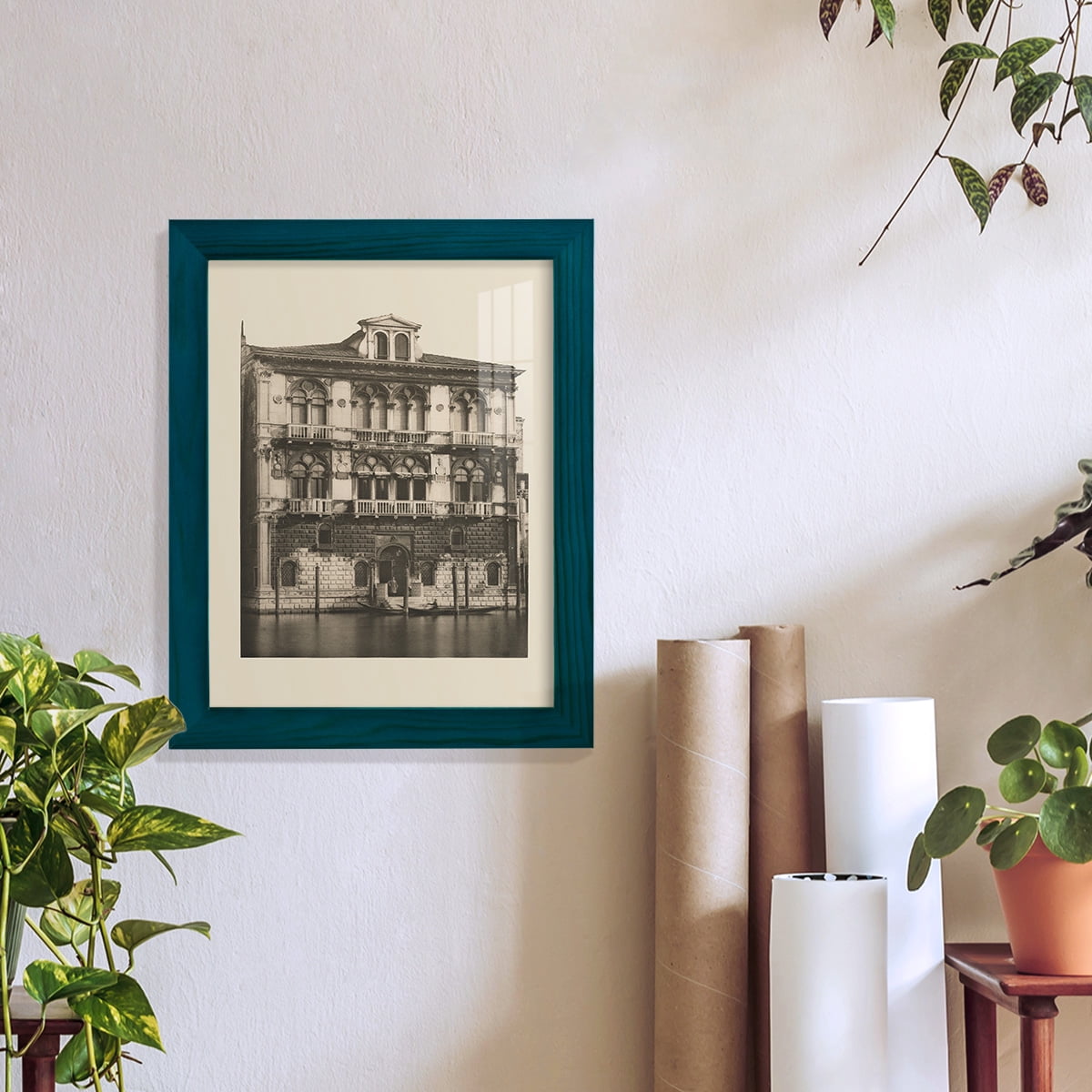 Vintage Views of Venice II - Framed Print w/glass - Ocean Blue