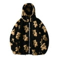 thumbnail image 2 of cllios Fleece Jacket Women Zip Up Bear Graphic Hooded Top Long Sleeve Cute Teddy Sherpa Hooded Cardigan Outwear with Pockets, 2 of 5