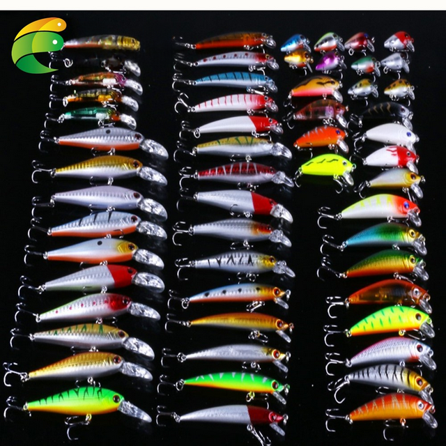 Juego de 56 señuelos de pesca, cebo falso, equipo de pesca, cebo de simulación, juego de señuelos de pesca versátiles