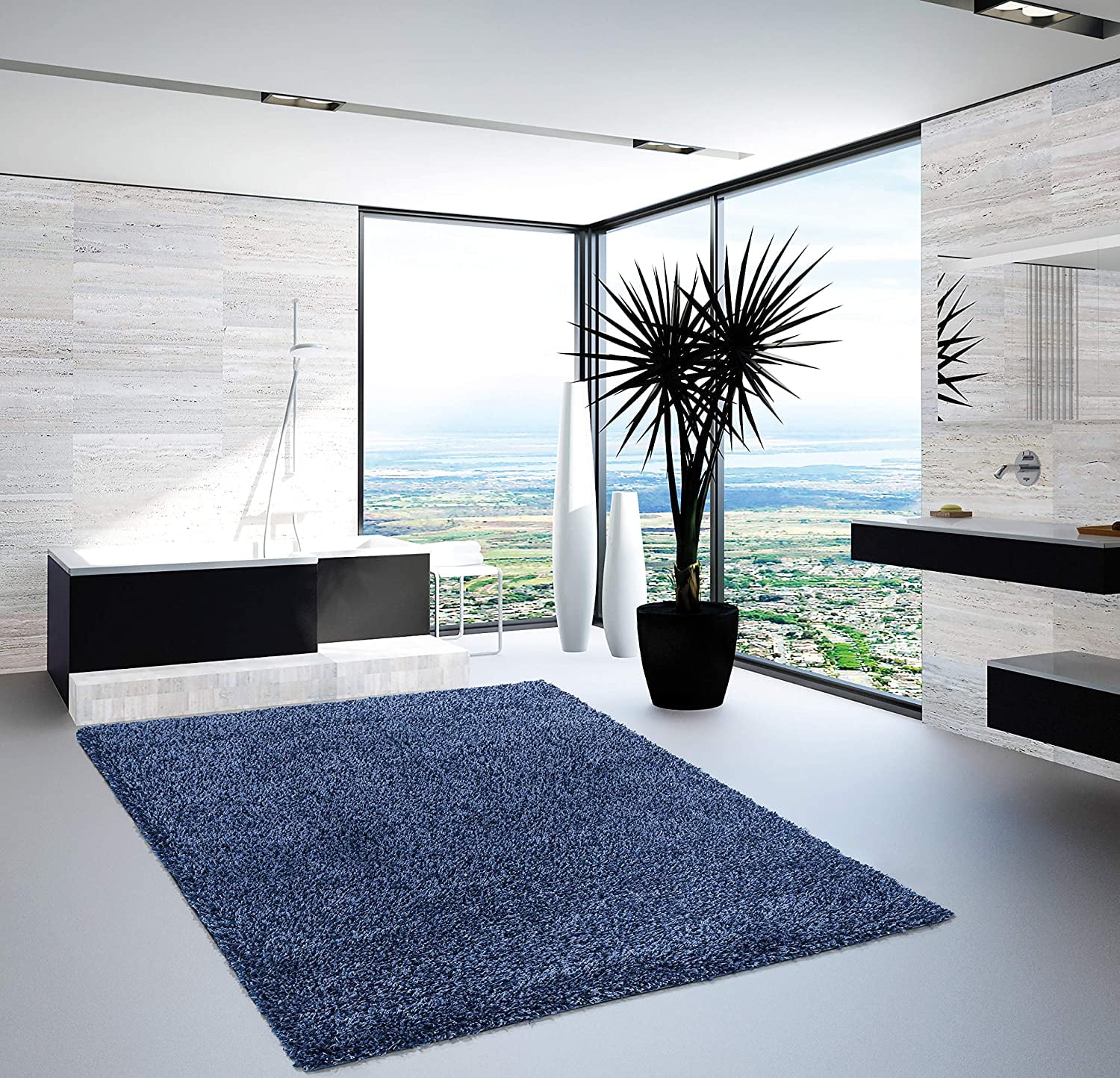 Nourison Feather Soft Contemporary Ivory Blue Area Rug