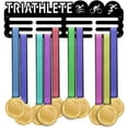 thumbnail image 2 of Triathlon Medal Hanger Holder Trophy Medal Display Rack Hanger Awards Ribbon Cheer 3 Lines Sport Award Rack Wall Mount Metal Frame, 2 of 9