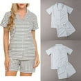thumbnail image 2 of Women Short Sleeve Summer Sleepwear Cute Cotton Pajamas Set Short Sleeve Nightgown, 2 of 7
