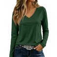 thumbnail image 2 of Long Sleeve Shirts for Women Fall Outfit 2026 Fashion Casual T Shirt V Neck Basic Loose Tunic Tops L, 2 of 7