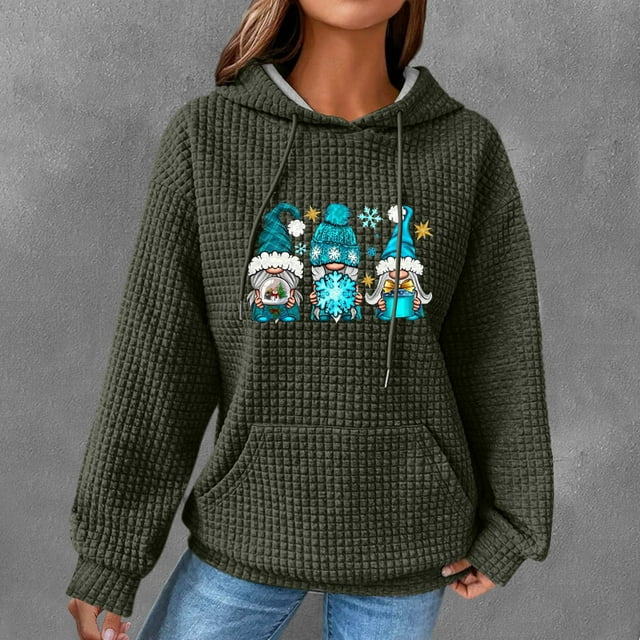 Liquidation de Hauts pour Femmes Contigoes, Chandails Décontractés à Manches Longues et Col Rond pour Femmes, Blouse Simple à Capuche