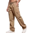 thumbnail image 6 of Liuinsasek Men's Straight Leg Cargo Pants Drawstring Elastic with Multi-Pockets Waist Casual Loose Outdoor Sports Long Pants, 6 of 7