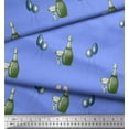 thumbnail image 3 of Soimoi Blue Cotton Voile Fabric Bottle & Wine Glass Bar Printed Craft Fabric by the Yard 42 Inch Wide, 3 of 3