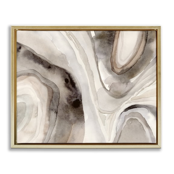 Stupell Industries Southwestern Abstract Geode Watercolor Gold Floating Frame Canvas Art, 21 x 17, by Victoria Barnes