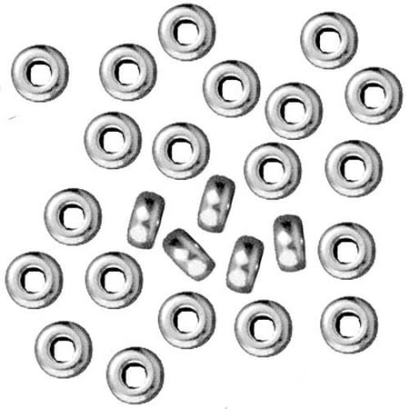 - Rhodium Plated Lead-Free Pewter Disk Heishi Spacer Beads 3mm (50)