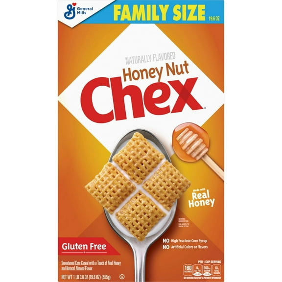 General Mills Honey Nut Chex Cereal - Family Size, 19.6 oz, Honey Nut Chex Cereal, General Mills Chex, 19.6oz Cereal, Honey Nut Cereal, Gluten-Free Cereal