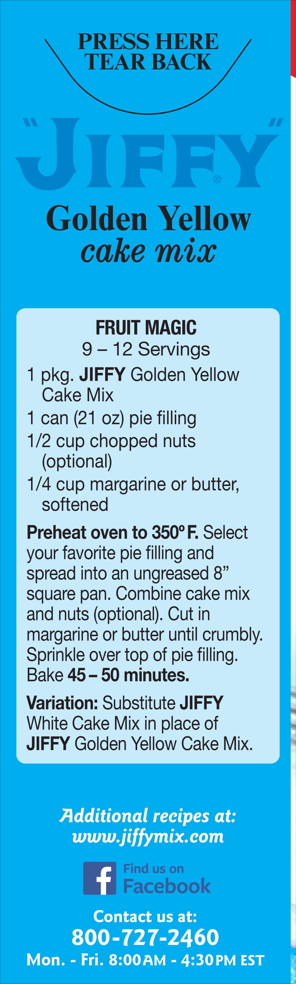 JIFFY Mix - Chewy Bars made with “JIFFY” Golden Yellow Cake Mix are the  perfect addition to any on-the-go lunch bag and also make a great afternoon  snack. Just be sure to