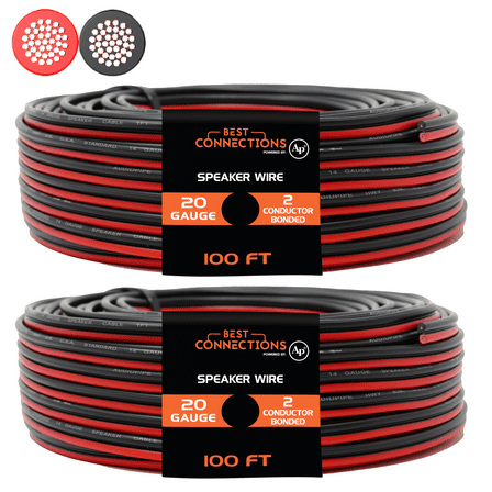 AUDIOPIPE 20 Gauge Speaker Zip Wire - 200ft Total Length (2 Rolls of 100 ft Each) for Car Audio and Home Theatre