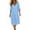 Sky Blue, variant on Vivianyo HD Women's V-Neck Bubble Cuff Midi Dress, 3/4 Elastic Sleeve Solid Loose Casual Vacation Dresses for Women, Women's Sky Blue, Sizes S-3XL