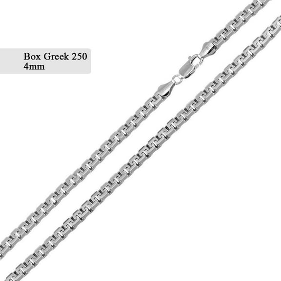 Sterling Silver 925 High Polished Greek Box Diamond-Cut 250 Chains 4mm Italy 26" Jewelry Female