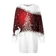 thumbnail image 4 of Fiaer Christmas Snowflake Long Sleeve Dress for Women Sweatshirt Dress Fall Fashion Outfits Casual Mini Skirts Red XL, 4 of 5