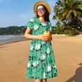 thumbnail image 4 of Lsque Mouton Zzz Imprimé Robe Décontractée pour Femmes T-Shirt Été Manches Courtes Col Rond Robes Évasées, 4 of 6