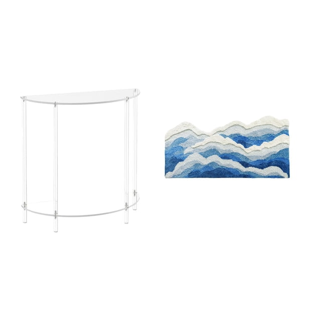 Mesita de noche de acrílico,Mesa auxiliar de acrílico transparente Mesa auxiliar transparente en capas,Mesa pequeña de acrílico,mesita de noche pequeña,compacta,Alfombra de área,Alfombra