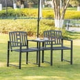 thumbnail image 2 of Outsunny Banc de Jardin avec Table Centrale, Banc d'Extérieur 2 Places, Noir, 2 of 10