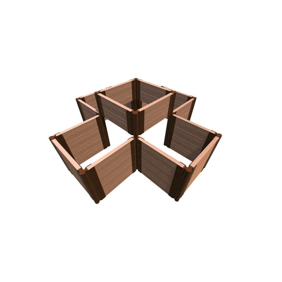 Frame It All TOOL-FREE CLASSIC SIENNA 'NOTRE DAME' 6' x 6' x 22" RAISED GARDEN BED (TERRACED CROSS) - 2" Profile