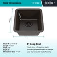 thumbnail image 2 of 16" x 18" Quartz Kitchen Sink, Single Bowl Sink, Drop-in Sink, Undermount Sink, Granite Kitchen Sink, Galaxy Black Kitchen Sink, with Steel Grids and Basket Strainer Lexicon Platinum LP-1618, 2 of 7