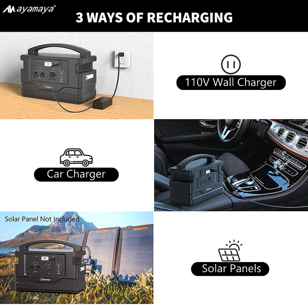 Portable Power Station 1000W, AYAMAYA 1110Wh Lithium Polymer Battery Solar Generator Emergency Backup Power Supply for Outdoor Camping Home Road Trip Rv Adventure(Orange)