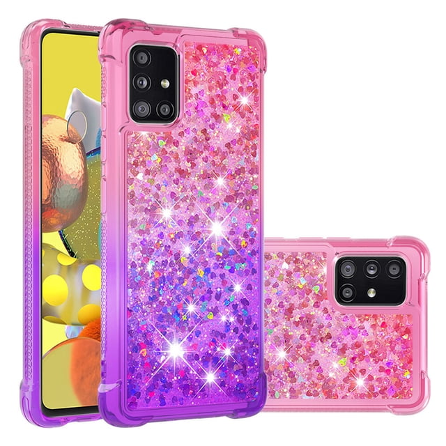 Funda para Samsung Galaxy A51 4G Transparente con Brillos Carcasa Protectora Antigolpes con Glitter Brillante