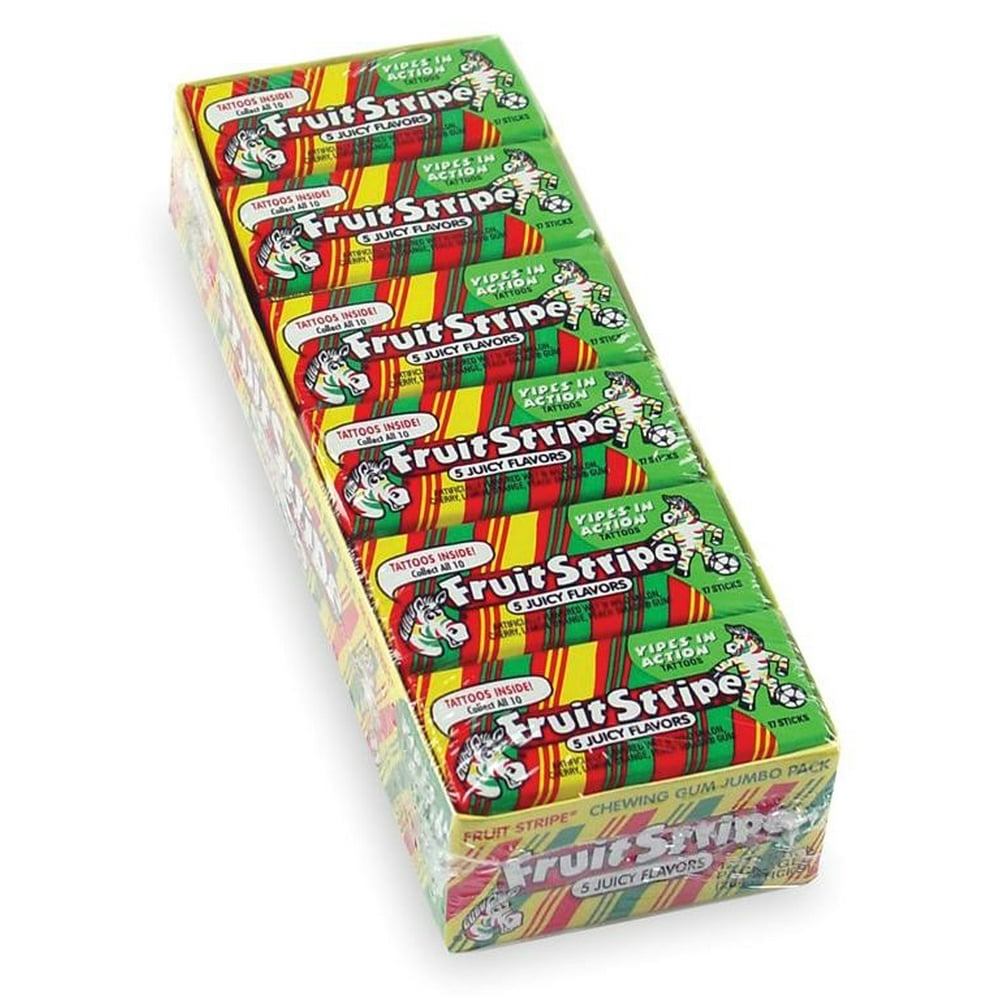 Fruity Stripe Bubble Gum Packs Juicy Fruity 12 Count