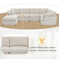 thumbnail image 3 of EUROCO 1300LBS 100.4" Modern Large U-Shape Sectional Sofa Couch, 6-Seater Polyester Sofa with Removable Ottomans for Living Room, Beige, 3 of 8