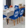 thumbnail image 3 of Stretch Chair Covers Set of 4, Winter Christmas White Snowflake Universal Fit Elastic Decorative Dining Chairs Slipcovers for Wedding, Banquet, Snow Quote on Blue, 3 of 6