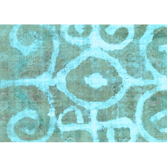 Ahgly Company Indoor Rectangle Abstract Light Blue Modern Area Rugs, 2' x 5'