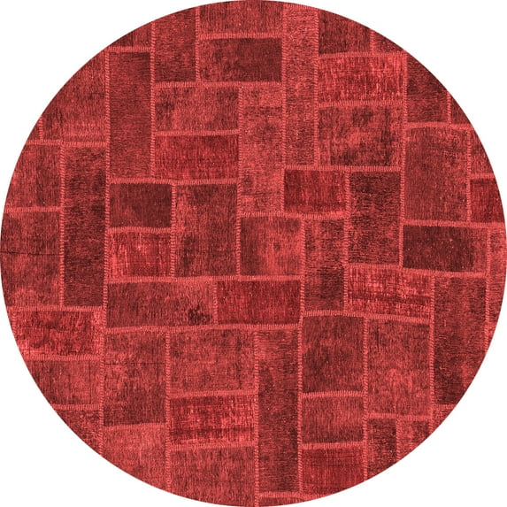 Ahgly Company Indoor Round Patchwork Red Transitional Area Rugs, 6' Round