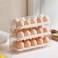 thumbnail image 2 of Refrigerator Egg Holder, Auto-Rolling Egg Storage Container for Fridge Side Door, Space Saving Plastic Egg Tray Organizer for Kitchen Pantry Cabinet and Countertop, Beige, 2 of 4