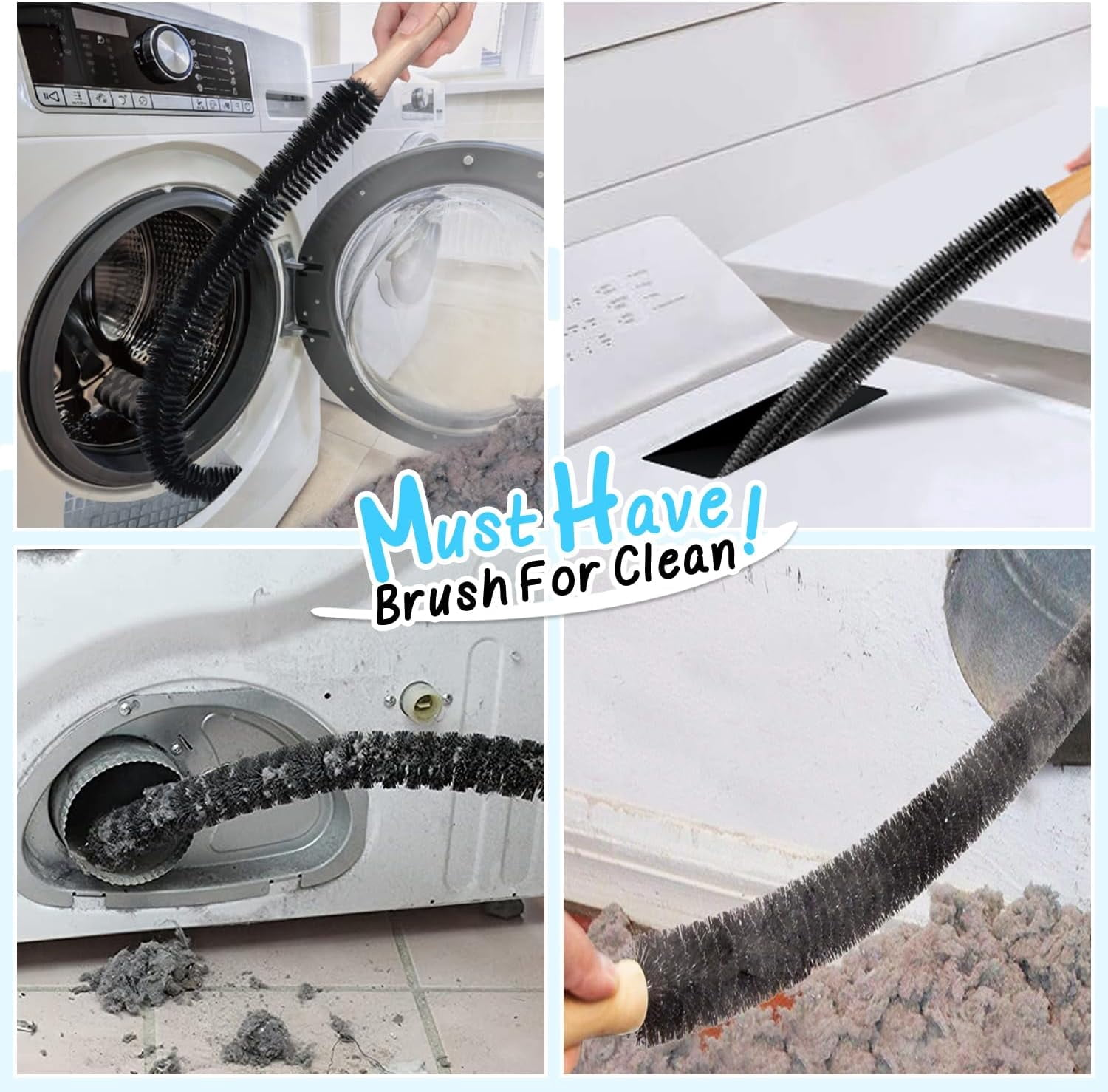 Sealegend 2 Pieces Dryer Vent Cleaner Kit New Upgrade Dryer Lint Brush Vent Cleaner Vacuum Attachment, No Noise Vacuum Hose
