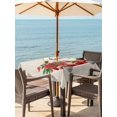 thumbnail image 2 of Outdoor Tablecloth with Umbrella Hole and Zipper, Valentines Day Square Table Cloth 60x60 Inch Waterproof Tablecloth, Red Truck Rose Flowers Farmhouse Beige Picnic Table Cover for Patio Camping, 2 of 7