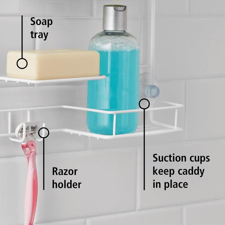 Mainstays Basic Hanging Shower Caddy with Shelves, White photo 5