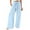 Light Blue, variant on Huowey Pants for Women Daily Mid Waist Pockets Elastic Waist Solid Color Loose Pants Casual Long Trousers