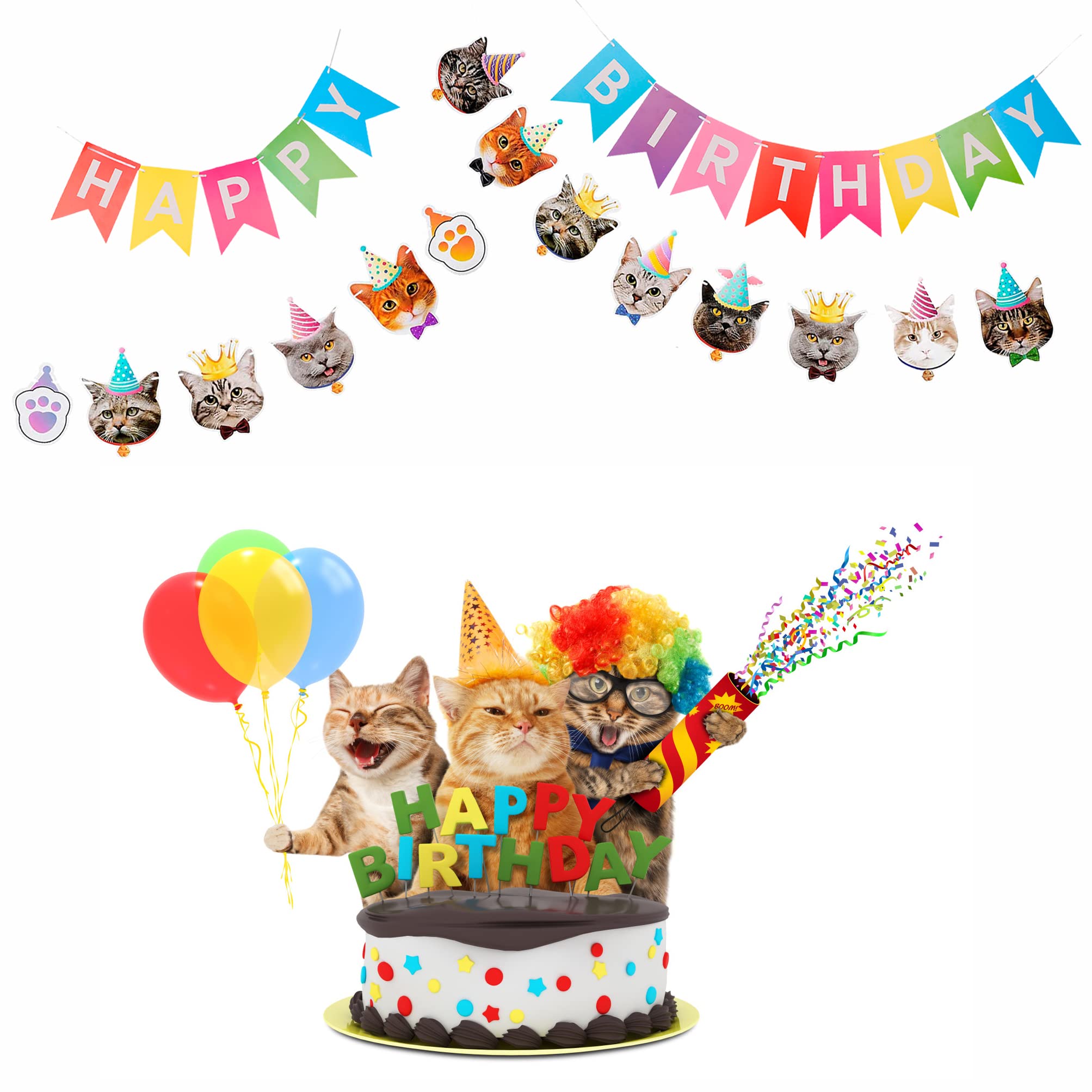 Sunbeauty Cat Birthday Decorations Cat Theme Birthday Party Supplies 