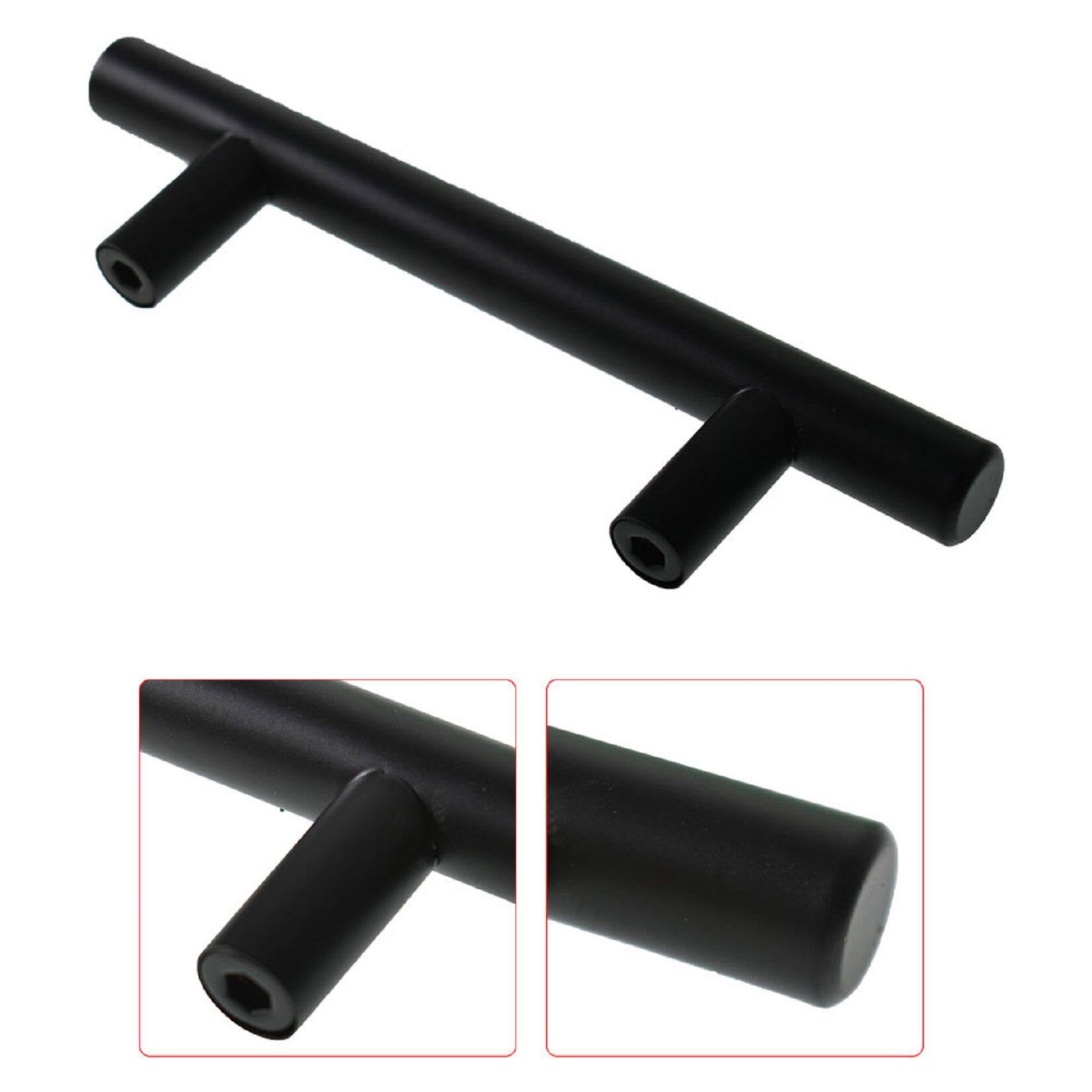 50 Pack Kitchen Cabinet Handles T Bar Pulls Nickel Matte Black Stainless Steel Furniture Drawer Pulls Cupboard 3.8 in Hole Center 59 in Length