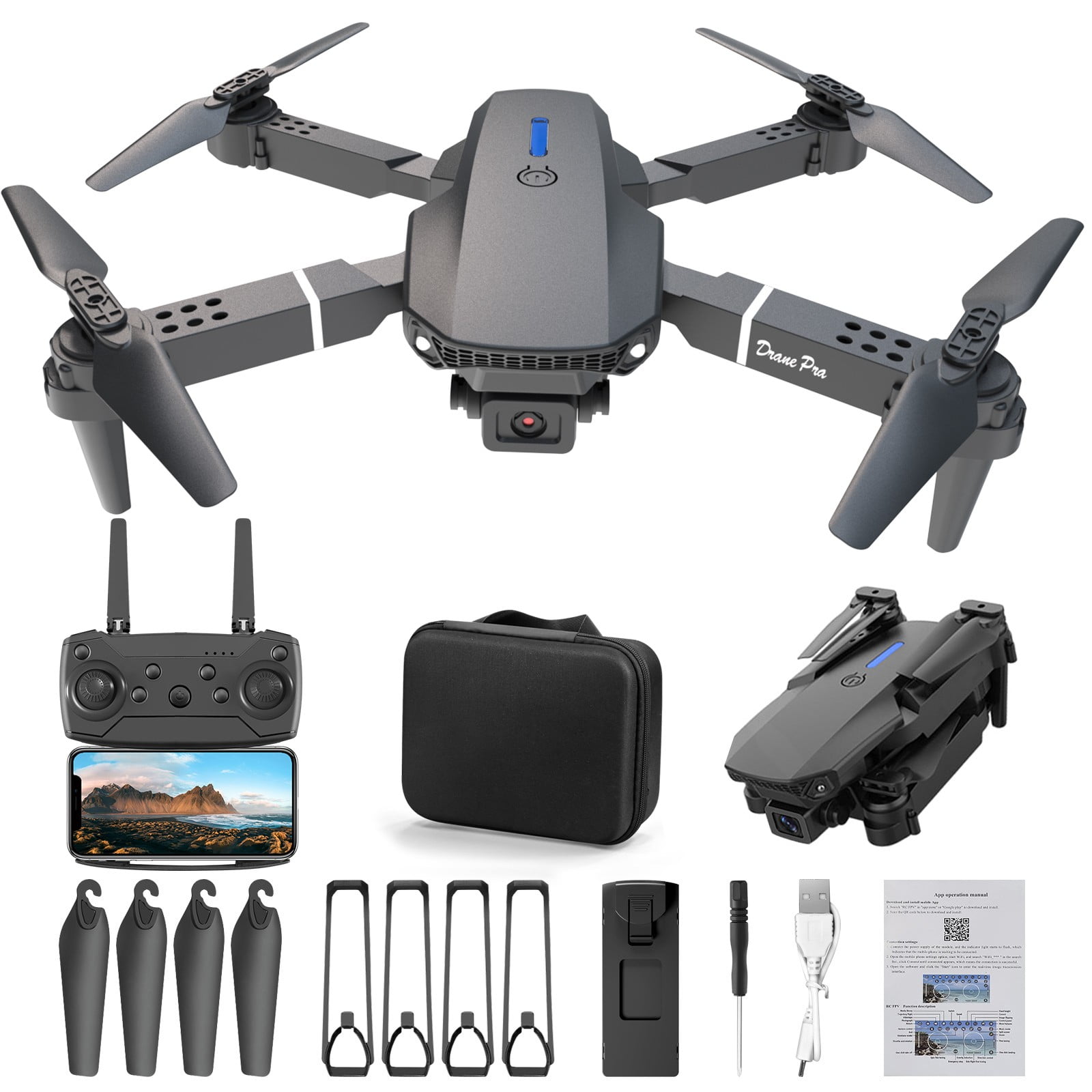 Brushless Motor Drone with High-Definition Dual Camera, One Click Takeoff And Landing, Folding Body, Gifts for Children And Adults