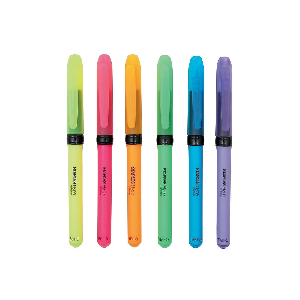 Staples Hype Stick Highlighters Chisel Assorted 6/Pack (50372