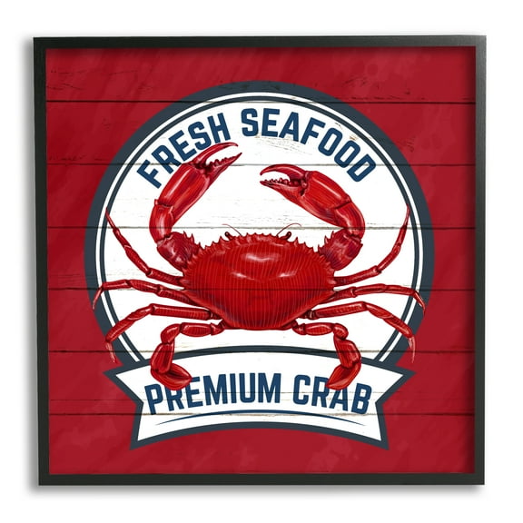 Stupell Industries Premium Crab Seafood Animals & Insects Painting Black Framed Art Print Wall Art, 12 x 12