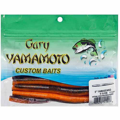 Gary Yamamoto Custom Baits 5" Senko Worm, Watermelon Copper Orange
